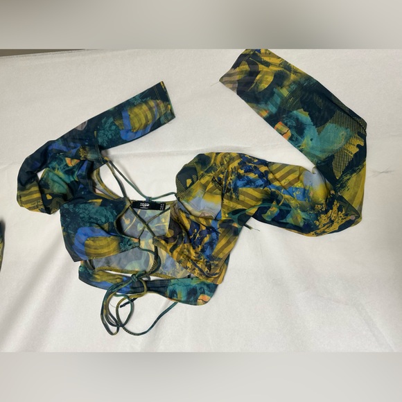 Jaded London Printed Mesh Flare Pant Set 💚 - Picture 11 of 16